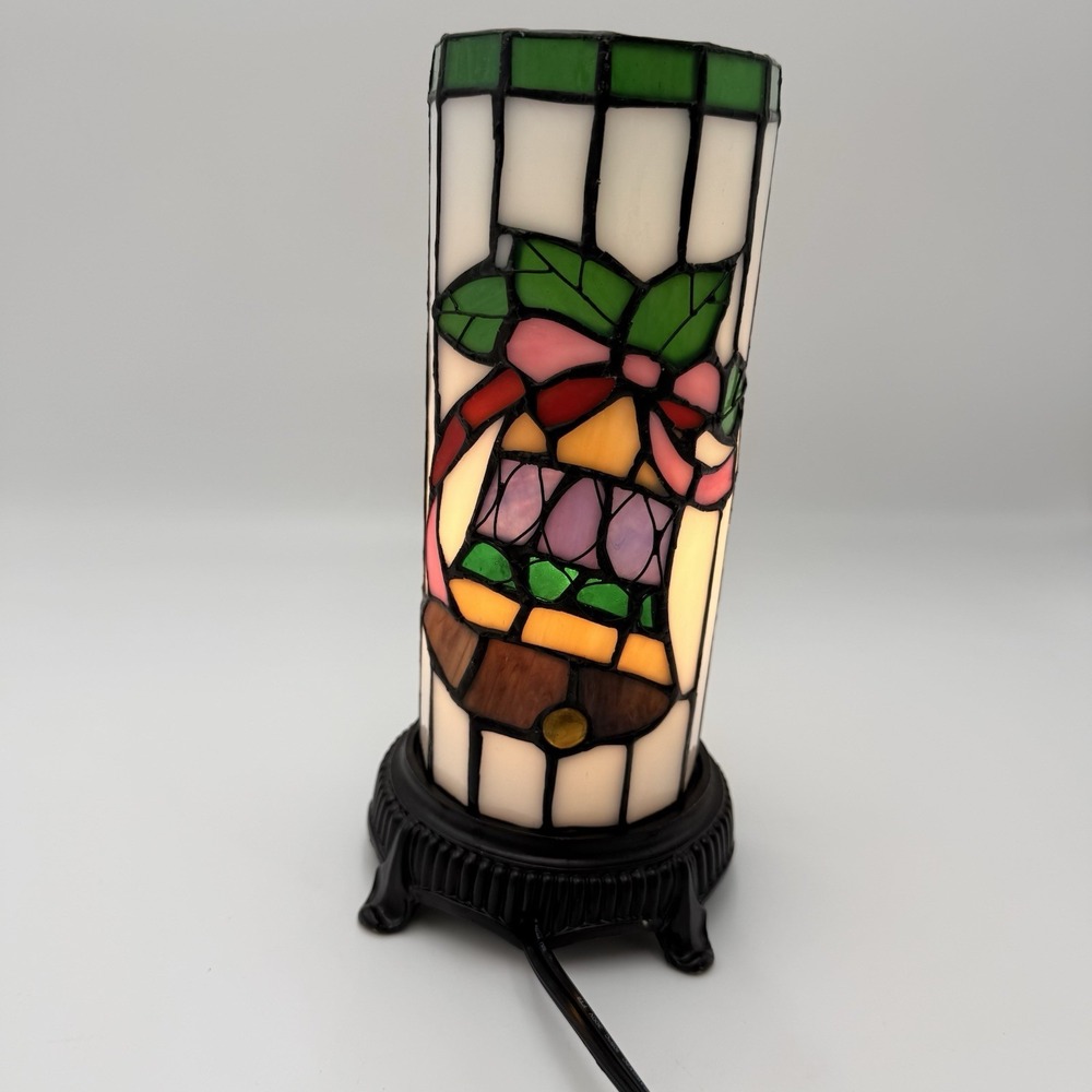 Tiffany Style Stained Glass Accent Table Lamp 10" Bell Holiday Standing Accent